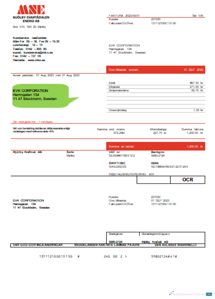 Download Mjölby Kraftnat AB utility business bill SCR Photoshop template